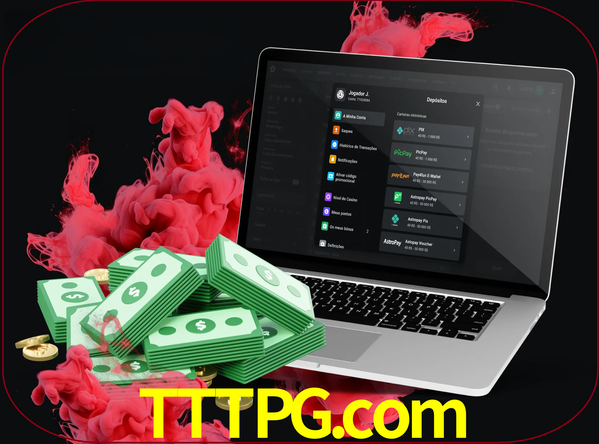 Para efetuar um depósito na sua conta tttpg, basta escolher o método de depósito e especificar o montante.
