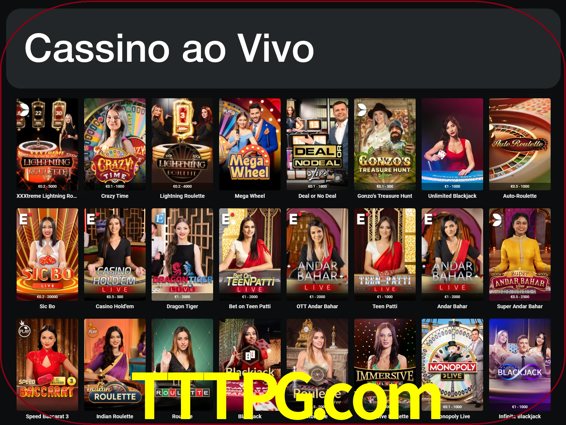 Jogue jogos de cassino com um verdadeiro dealer.