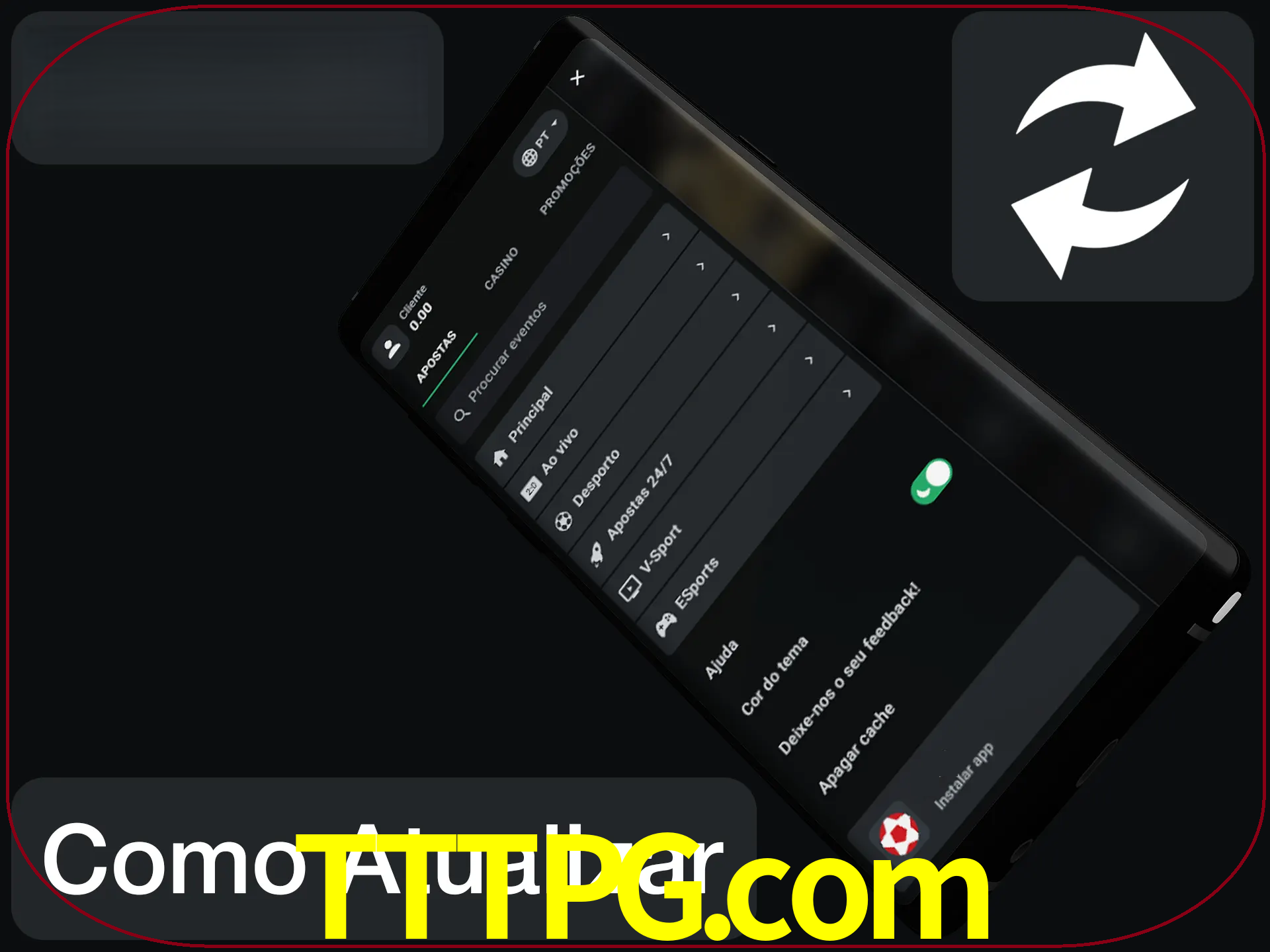 O aplicativo é atualizado automaticamente quando você faz o login.