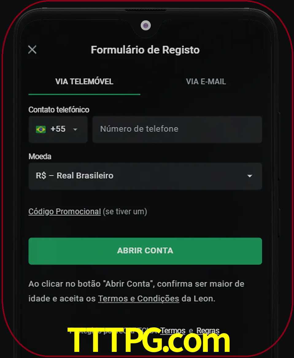 Abra o aplicativo e inicie o processo de registro.