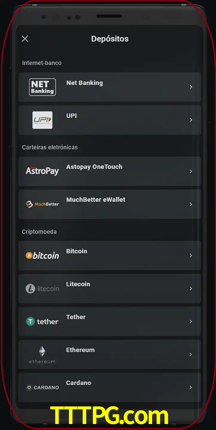Você pode usar métodos alternativos de depósito.